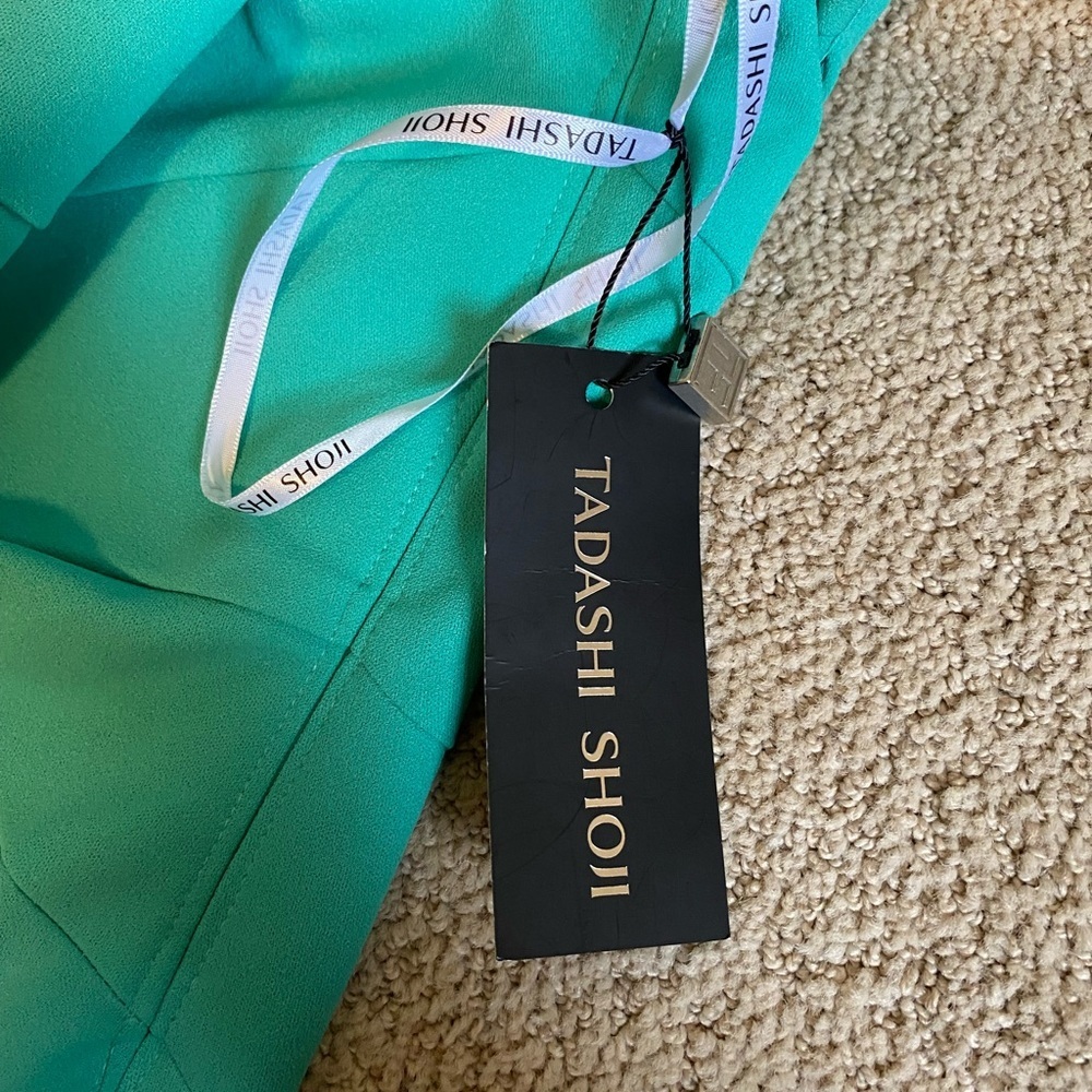 NWT Tadashi Shoji Geraldine one shoulder maxi dress Jasmine green gown - Picture 8 of 11